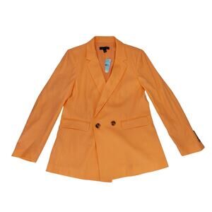 Ann Taylor Linen Blend Double Breasted Blazer Vivid Apricot NEW Women's 8P